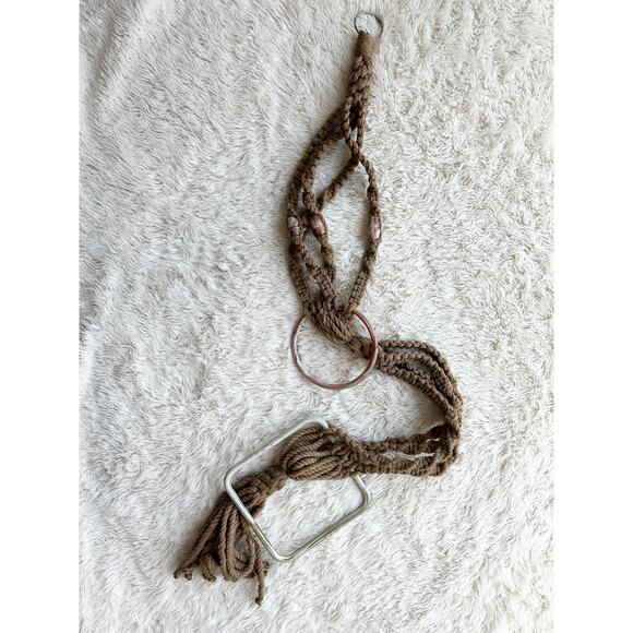 Vintage 70's Macrame Hanging Towel Holder - Picture 1 of 8